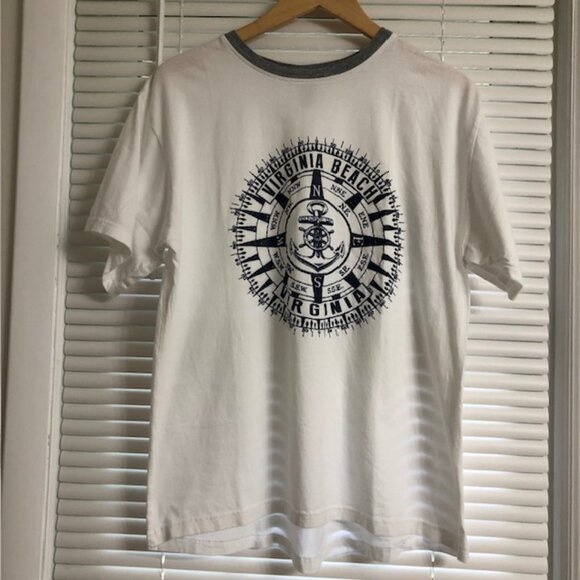 Virginia Beach Anchor Graphic Print Crew Neck T-Shirt Size L - Picture 3 of 11
